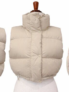 Lululemon Cropped Puffer Vest – Neutral Beige/Taupe – Cozy & Stylish
